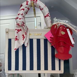 Betsey Johnson Navy and Cream Lobster Bag NWT